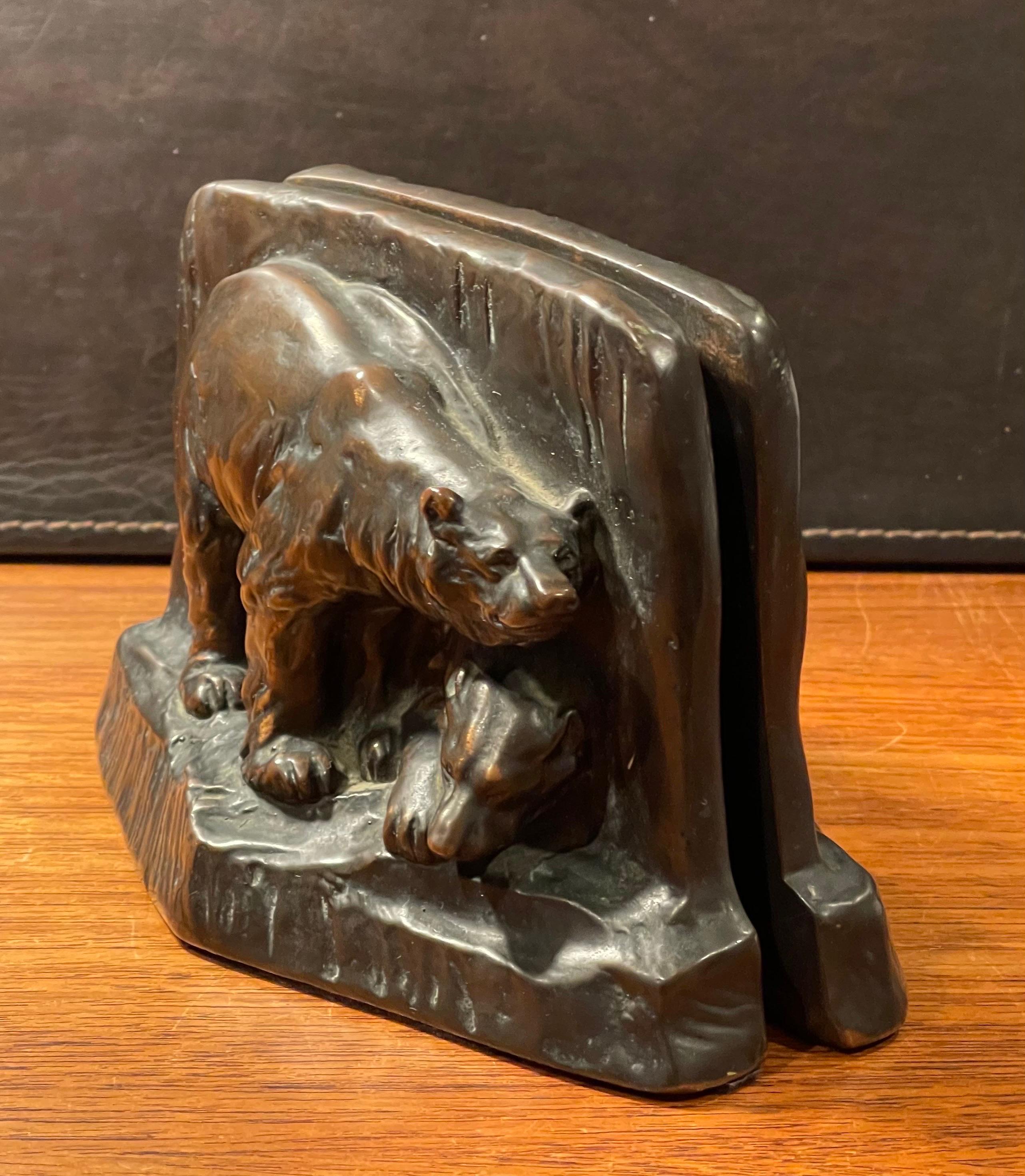 Vintage Pair of Bronze Clad Grizzly Bear Bookends  For Sale 5