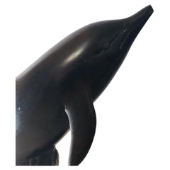 Vintage Pair of Bronze Dolphin Bookends, Mid-Century Nautical Sculptural Decor