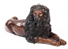 Paire de lions vintage en bronze, 20ème siècle