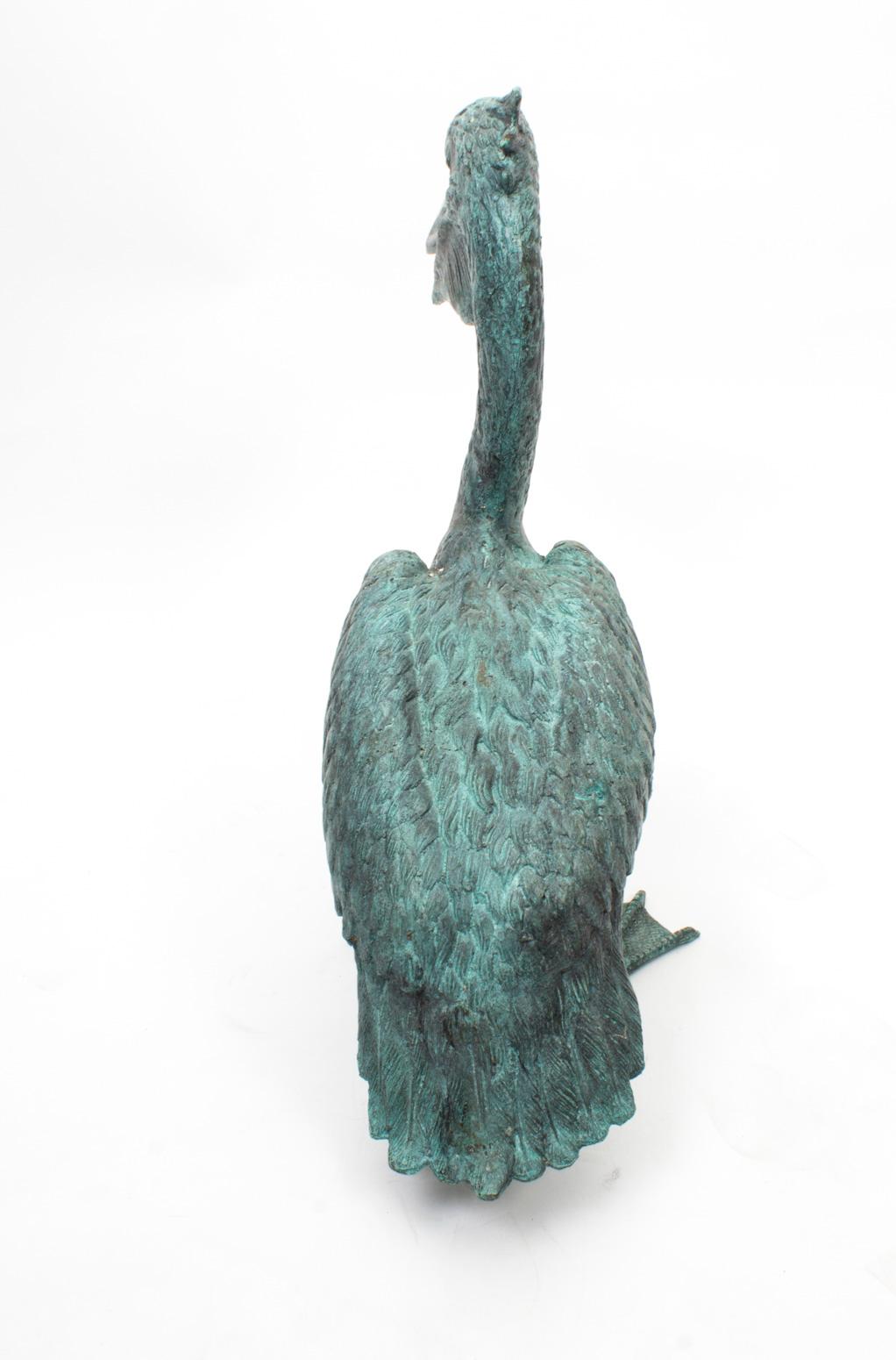 Vintage Pair of Bronze Verdigris Pelicans, 20th Century For Sale 2