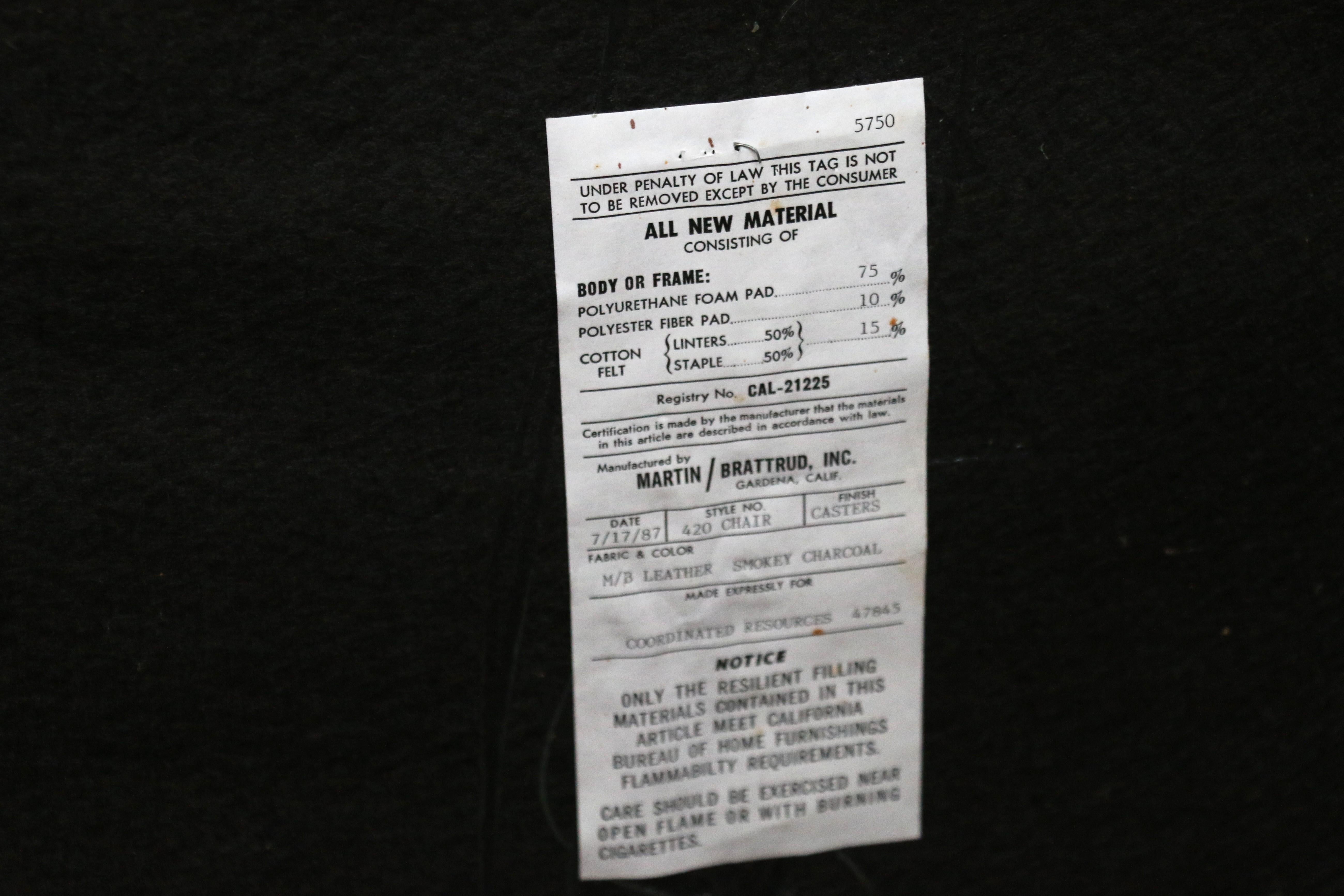 Américain Vintage Pair of Brown Leather Channel-Tufted Club Chairs — Martin/Brattrud, 1987 en vente