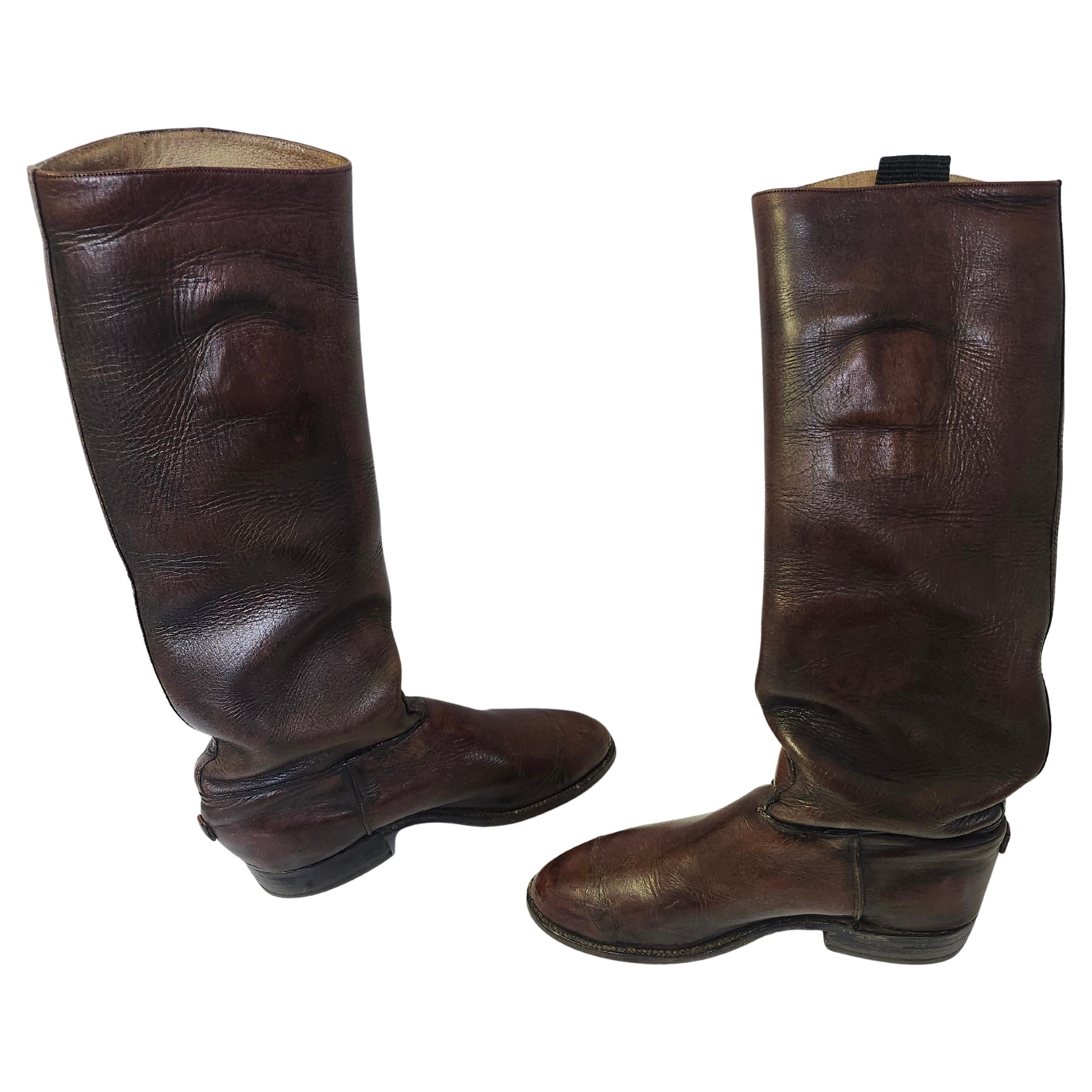 Adirondack Paire de bottes d'équitation en cuir Brown Taille 10C en vente