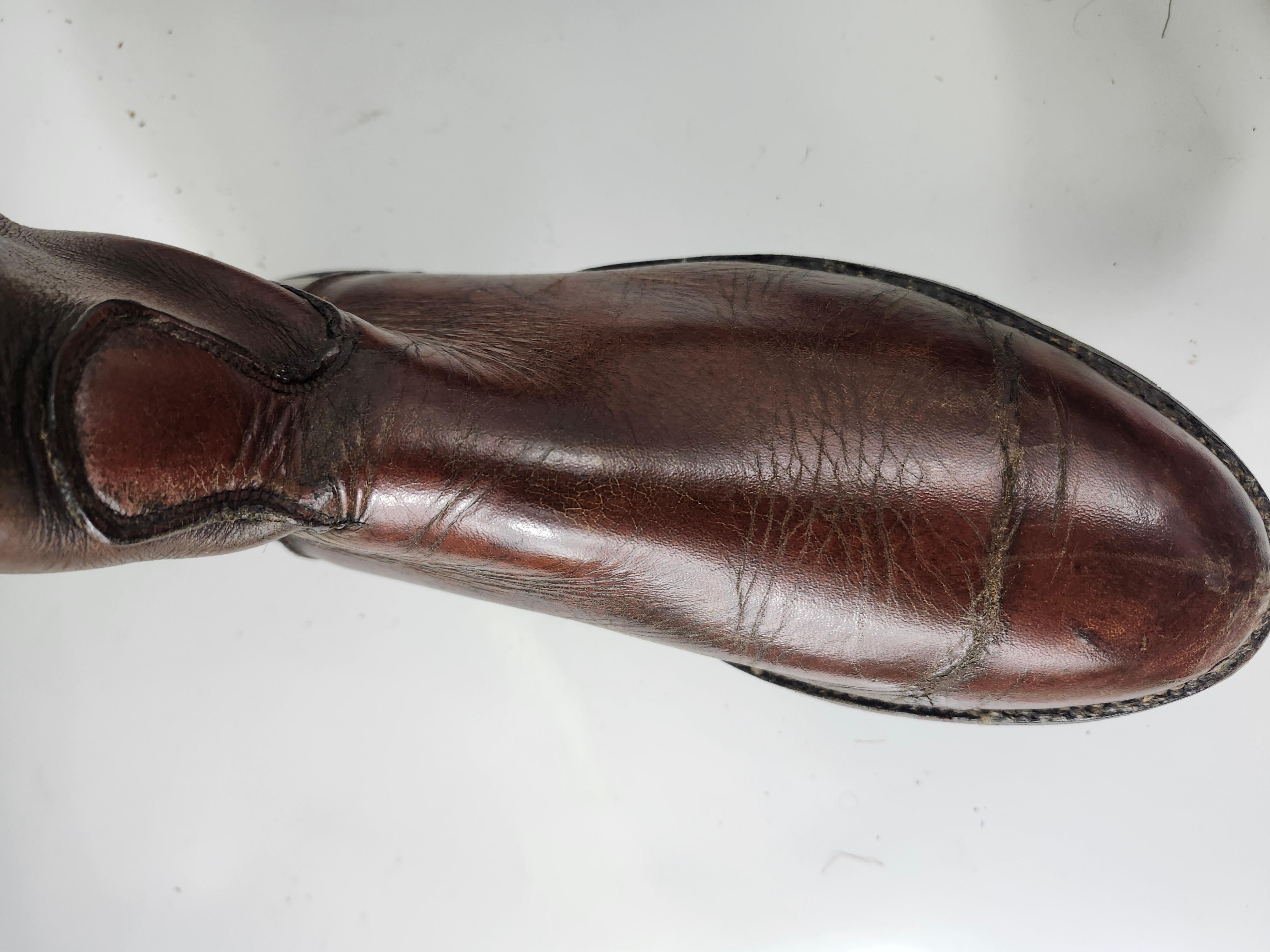 Américain Paire de bottes d'équitation en cuir Brown Taille 10C en vente