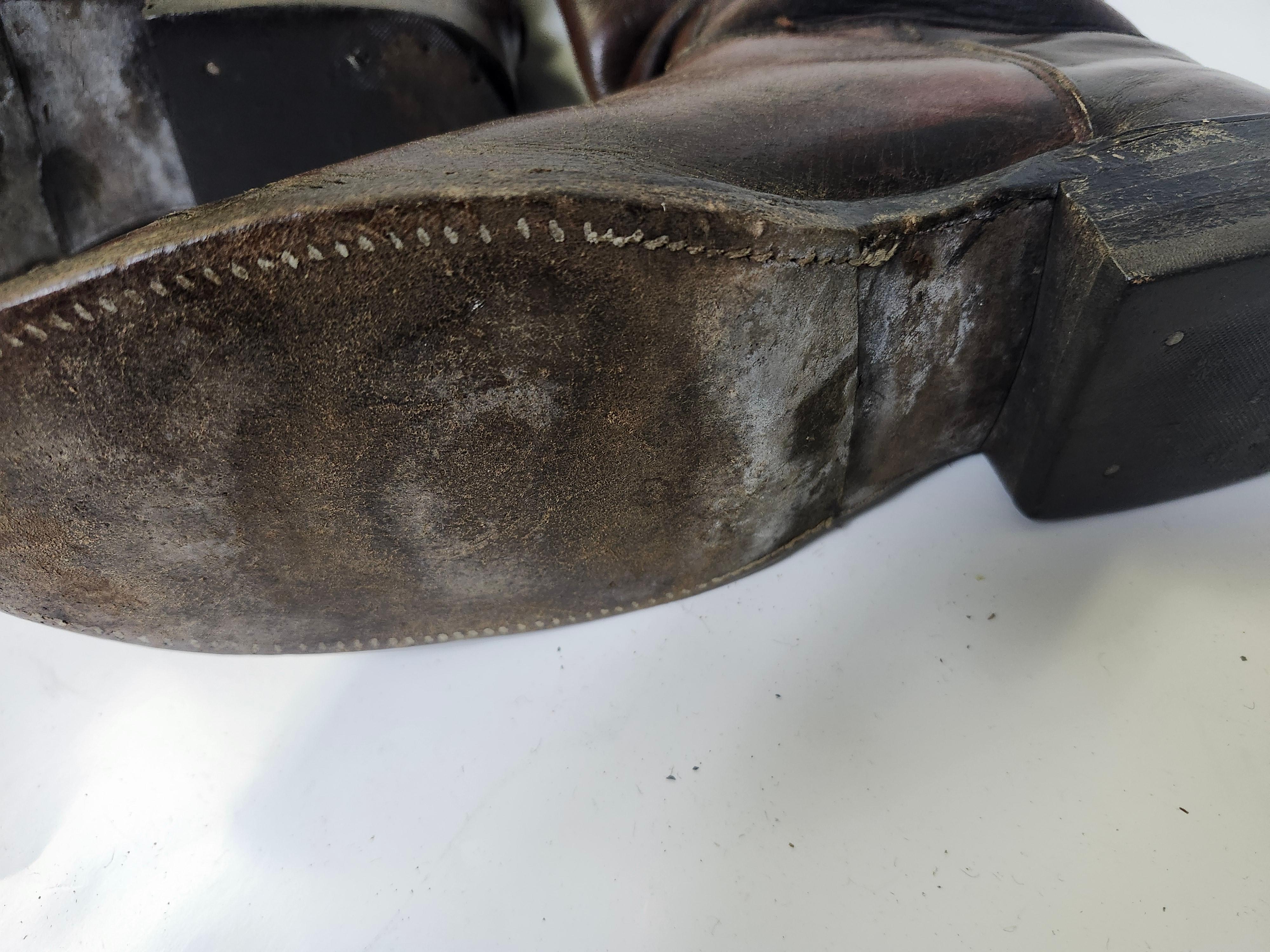 Fin du 20e siècle Paire de bottes d'équitation en cuir Brown Taille 10C en vente