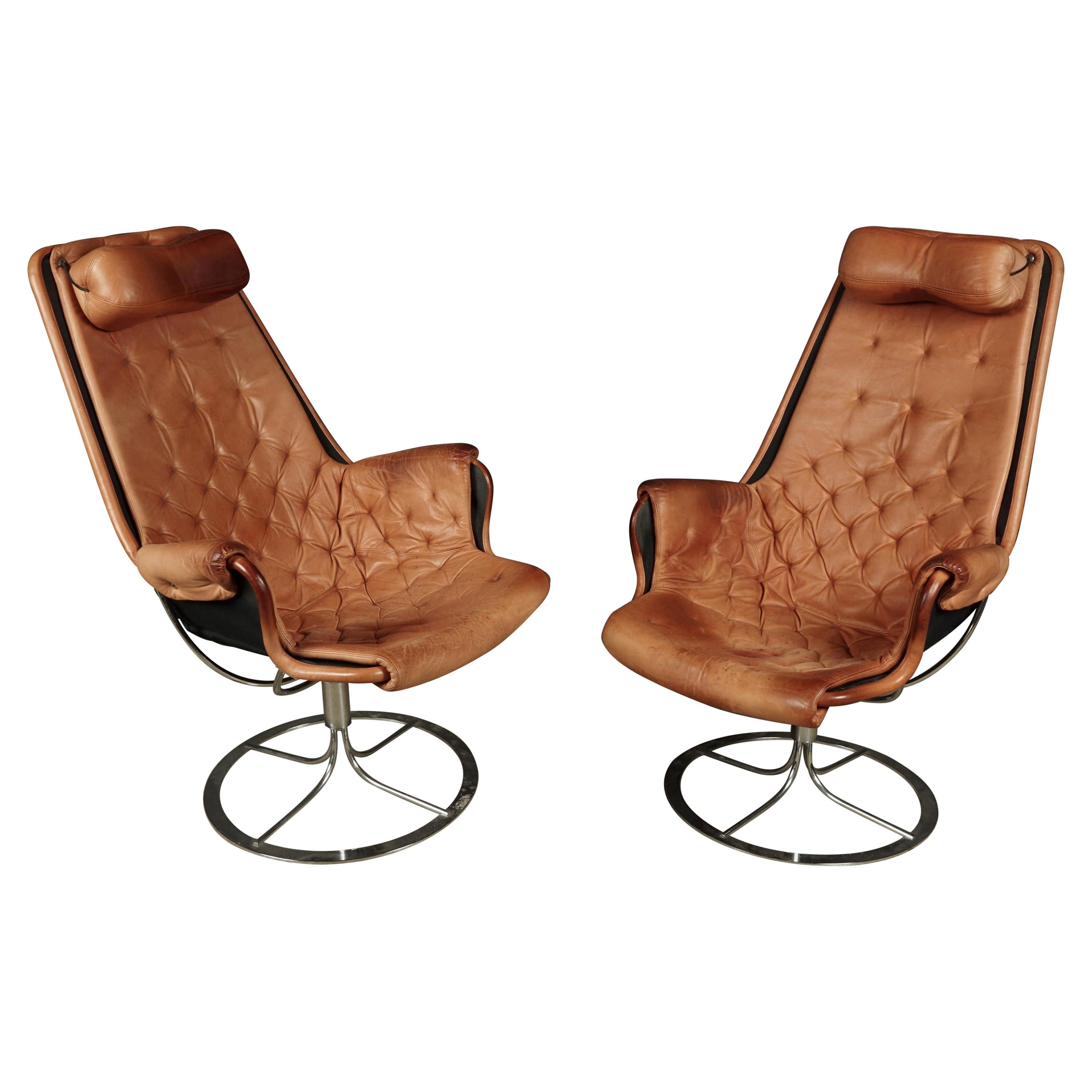 Vintage Pair of Bruno Mathsson Jetson Lounge Chairs, from Sweden, circa 1980