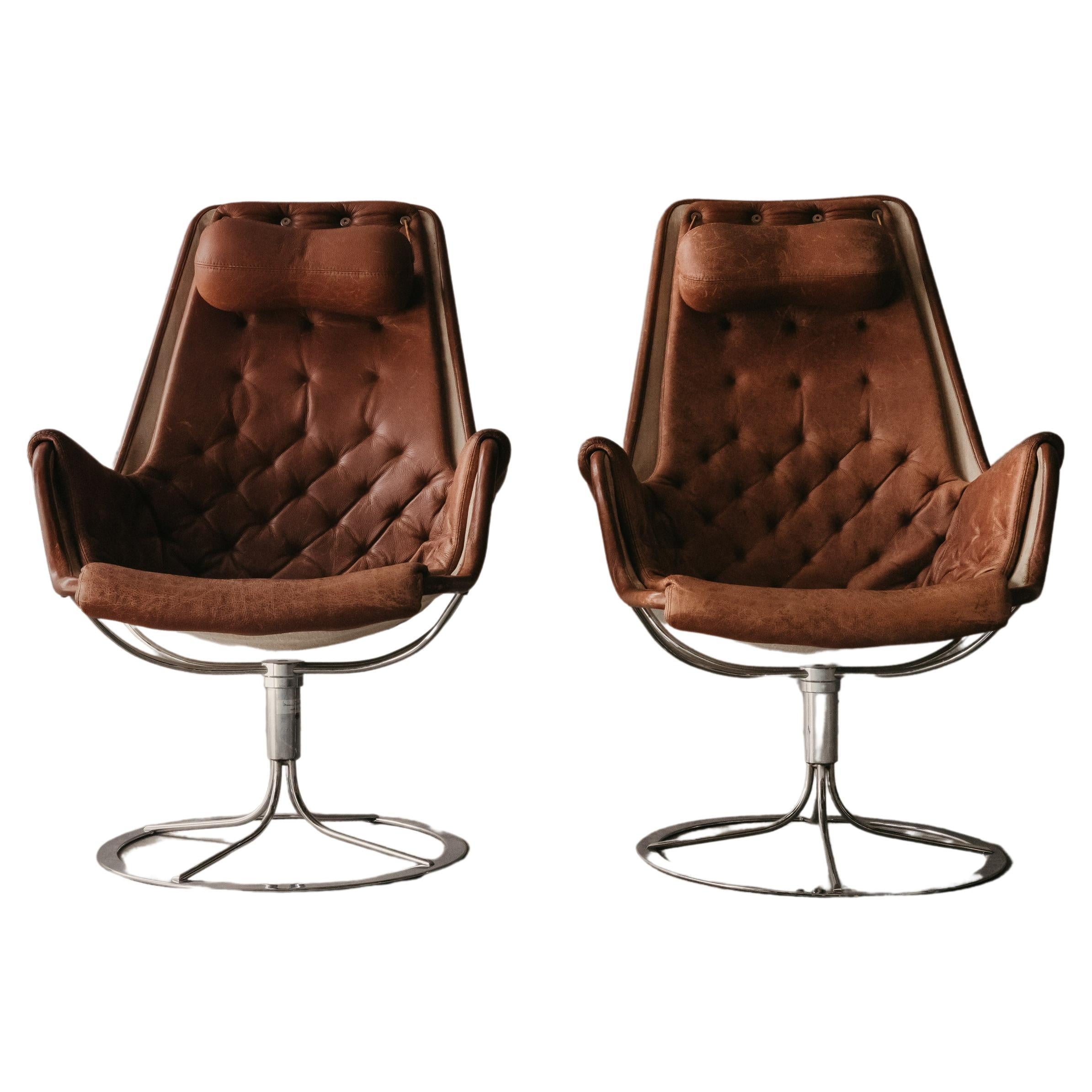 Vintage Pair of Bruno Mathsson Jetson Lounge Chairs, from Sweden, circa 1980 For Sale