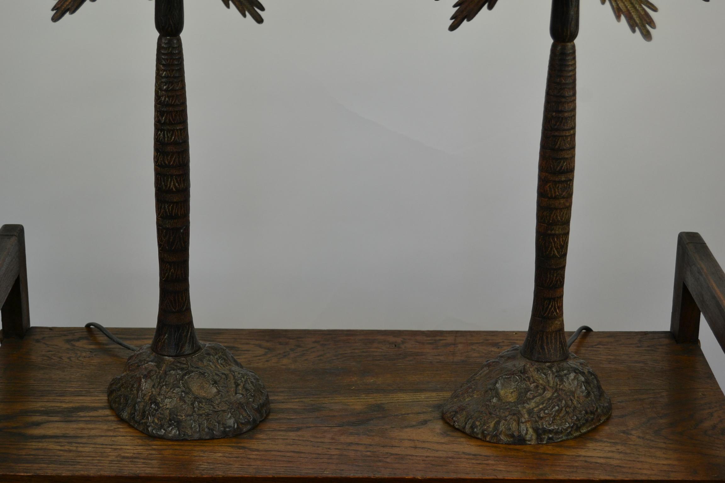 Pair of Brutalist Palm Tree Table Lamps, 1950s For Sale 3