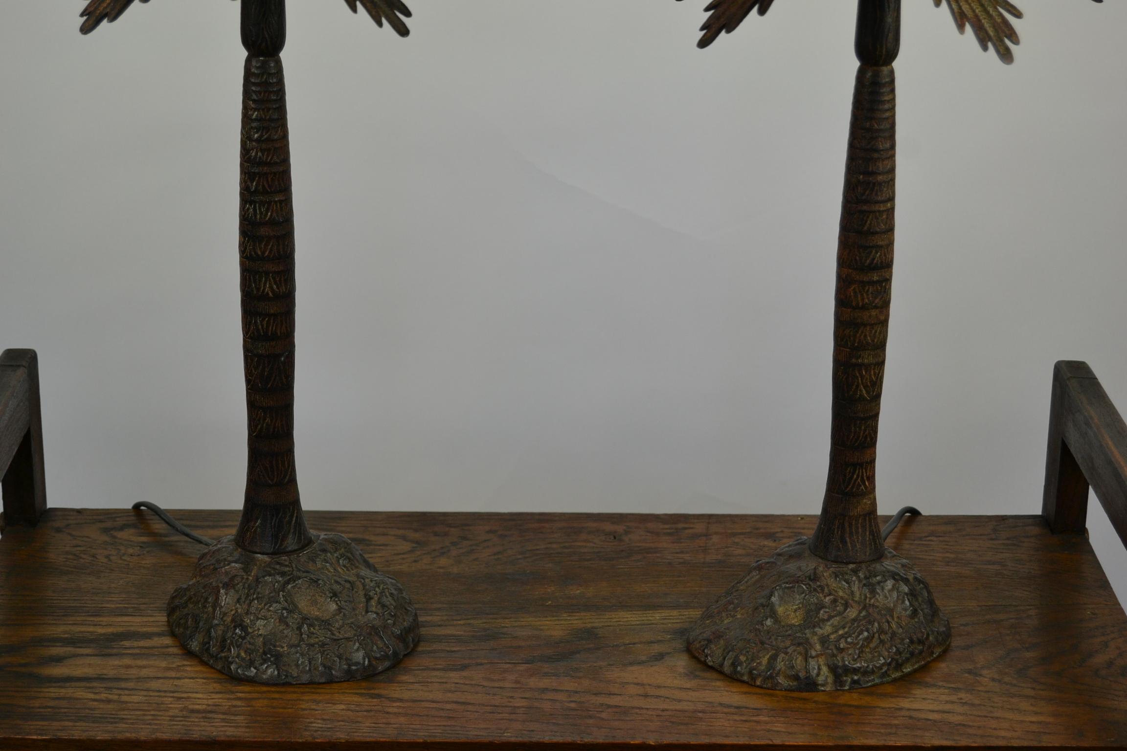 Pair of Brutalist Palm Tree Table Lamps, 1950s 3