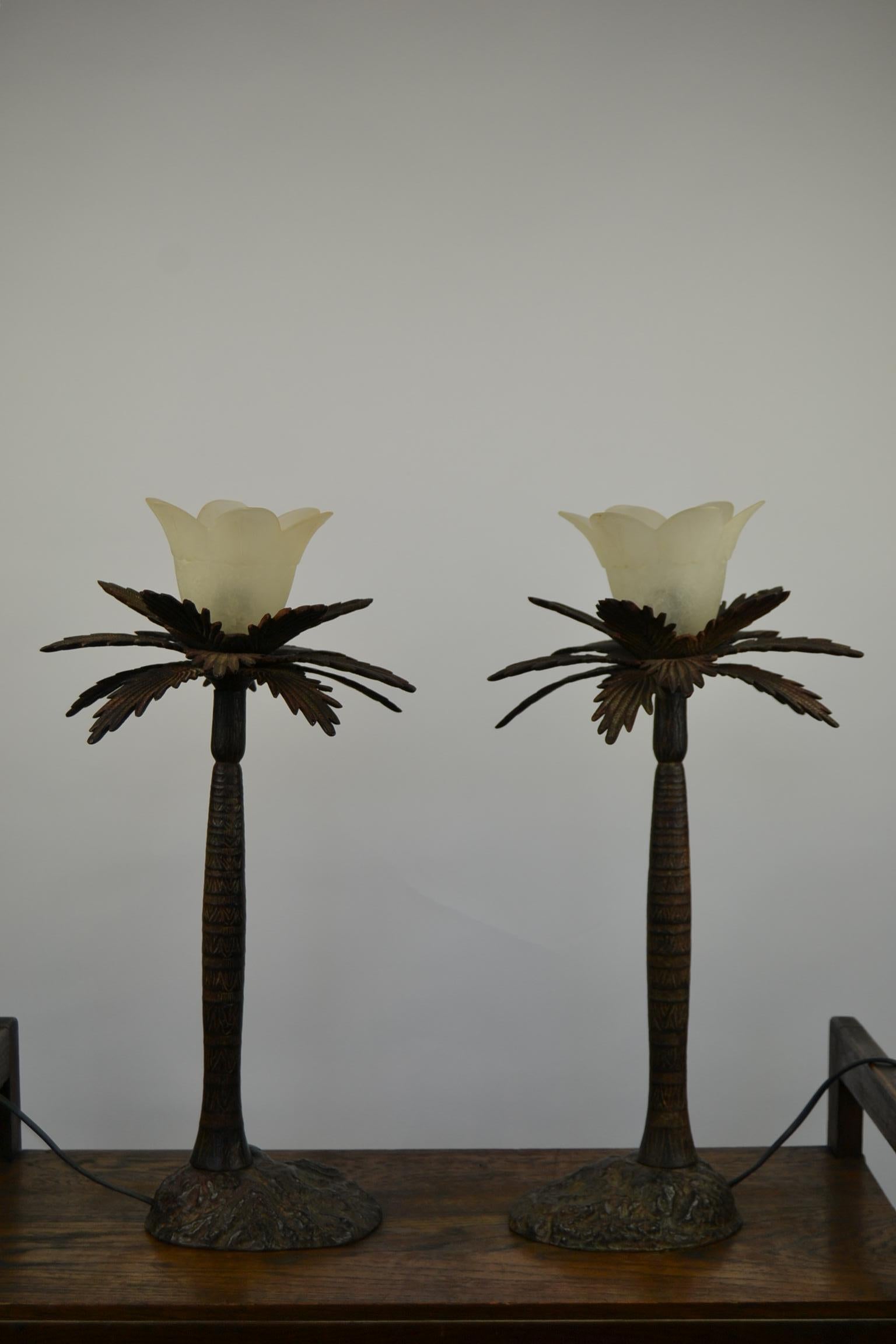 Pair of Brutalist Palm Tree Table Lamps, 1950s 6