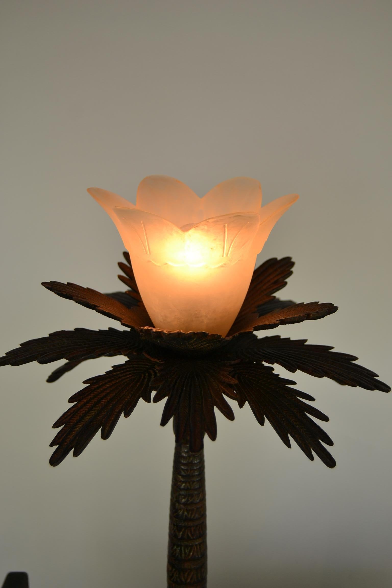 20th Century Pair of Brutalist Palm Tree Table Lamps, 1950s For Sale