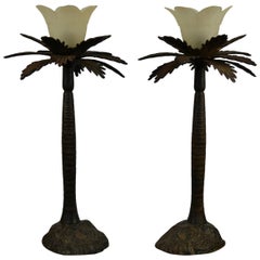 Pair of Brutalist Palm Tree Table Lamps, 1950s