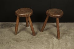 Vintage Pair of Brutalist Stools from France, circa 1960