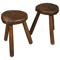 Vintage Pair of Brutalist Stools from France, circa 1960