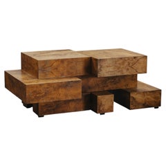 Vintage Pair Of Burl Wood Coffee Tables From Italy, Circa 1960