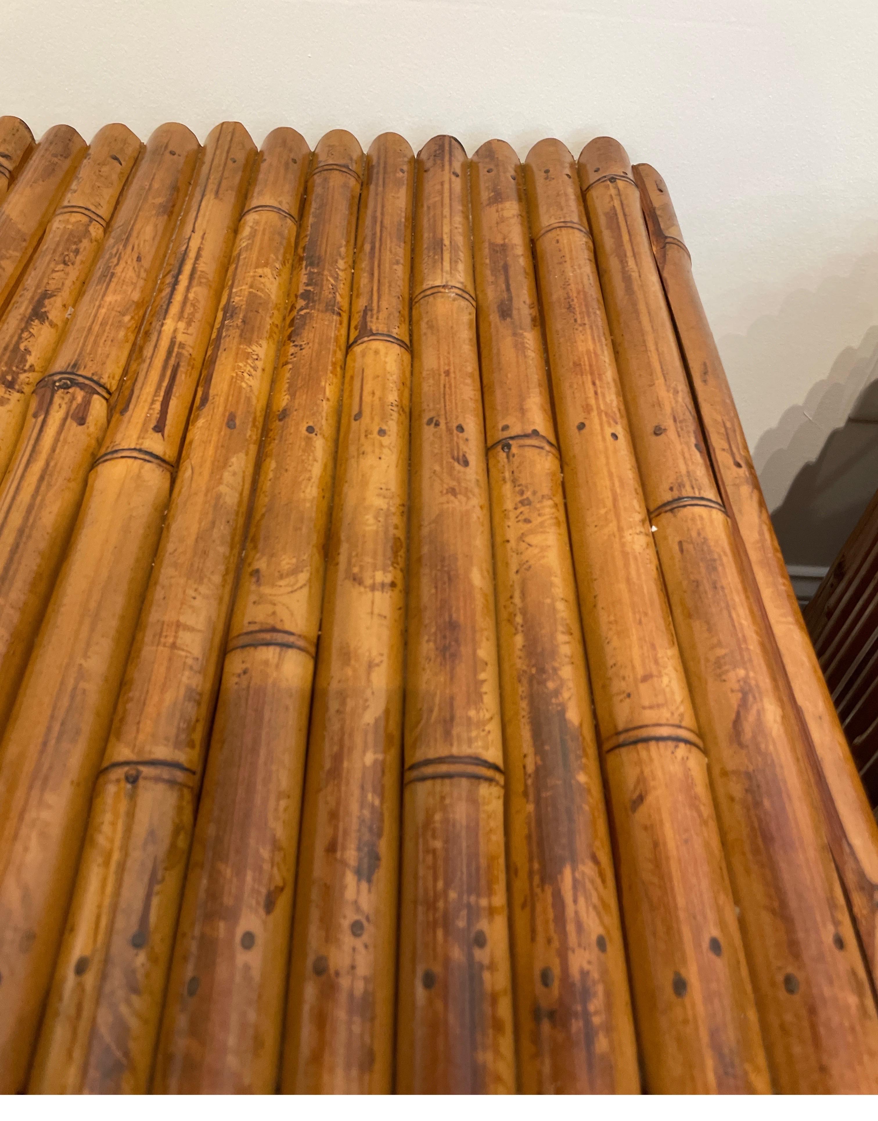 Vintage Pair of Burnt Bamboo Side Tables For Sale 6