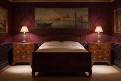 Vintage Pair of Burr Walnut Bedside Chests Cabinets 20th Century