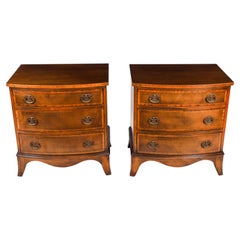 Vintage Pair of Burr Walnut Bedside Chests Cabinets Mid 20th Century