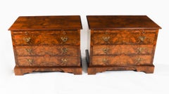 Vintage Pair of Burr Walnut Bedside Chests Cabinets With Slides 63x85cm