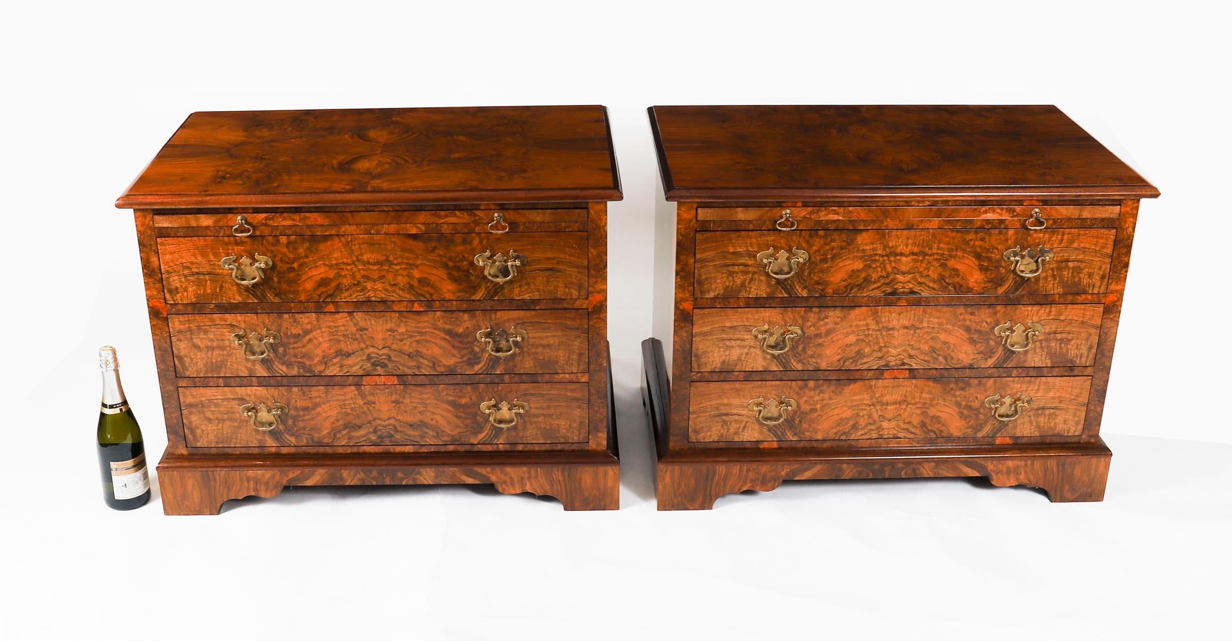 Vintage Pair of Burr Walnuss Nachttische Schränke mit Folien 63x85cm im Angebot 14