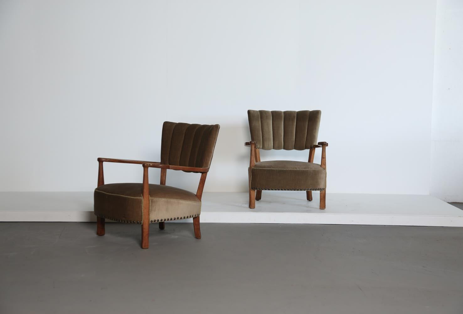 Vintage Paar Tischler-Sessel, Henning Kjærnulf, Dänemark, 1950er Jahre im Angebot 6