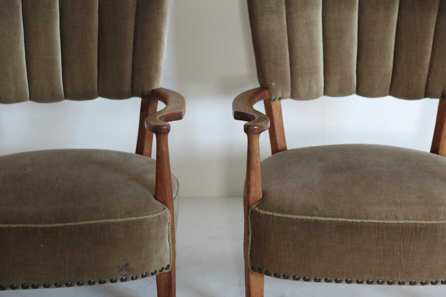 Vintage Paar Tischler-Sessel, Henning Kjærnulf, Dänemark, 1950er Jahre im Zustand „Gut“ im Angebot in LEWES, GB