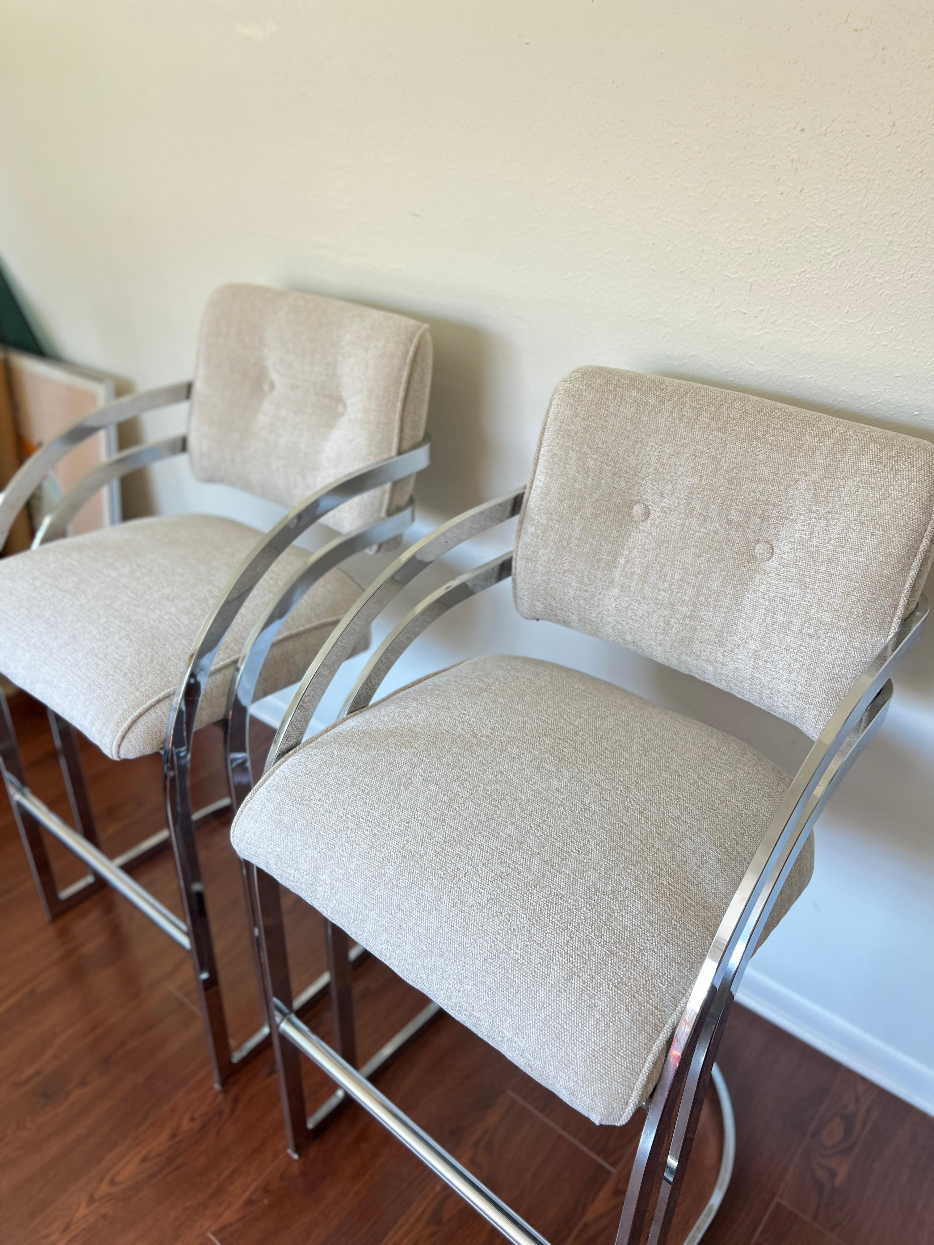 Vintage Pair of Cantilever Bar Stools in the Style of Milo Baughman for Dia 5