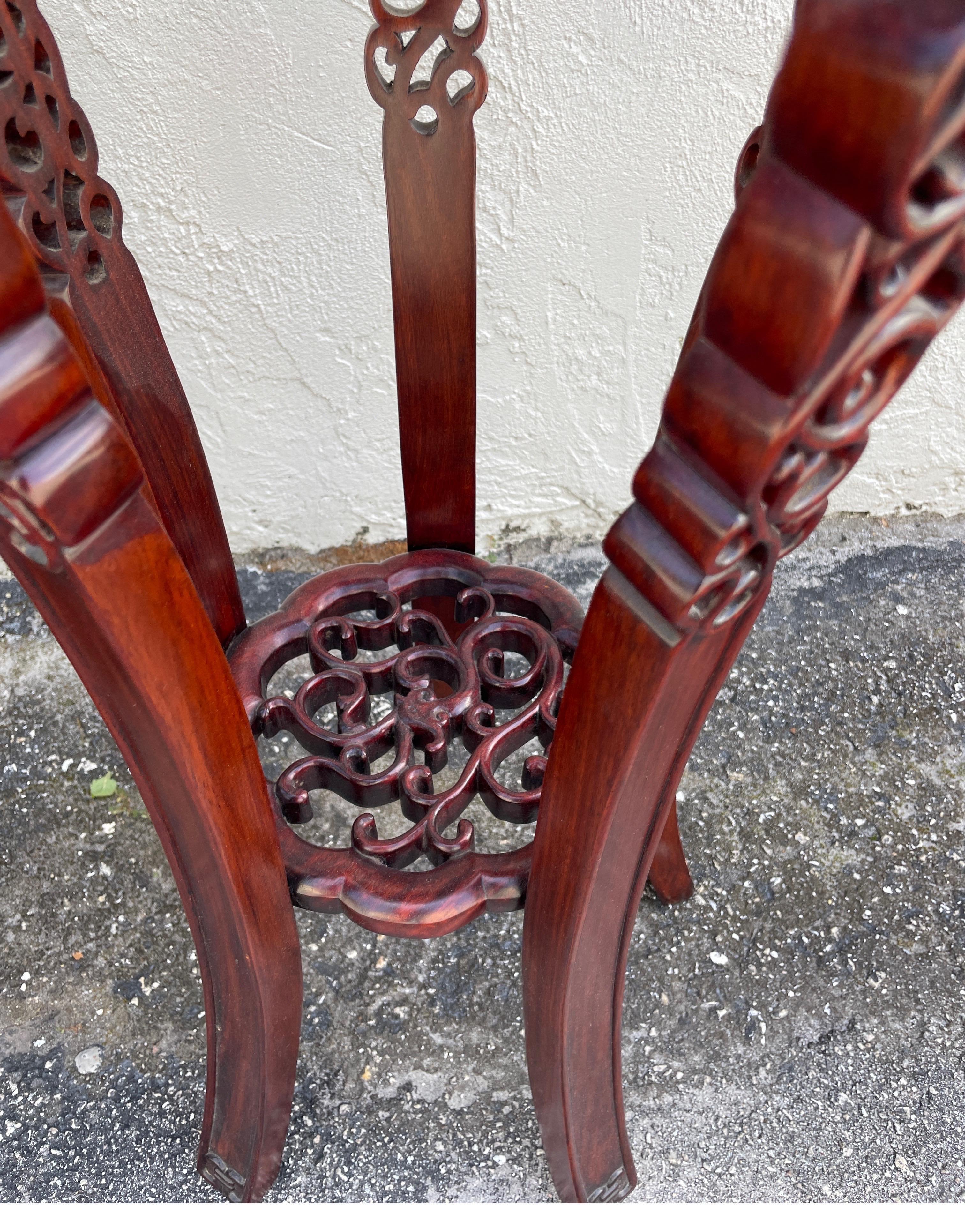 Vintage Pair of Carved Rosewood Pedestals In Good Condition For Sale In West Palm Beach, FL
