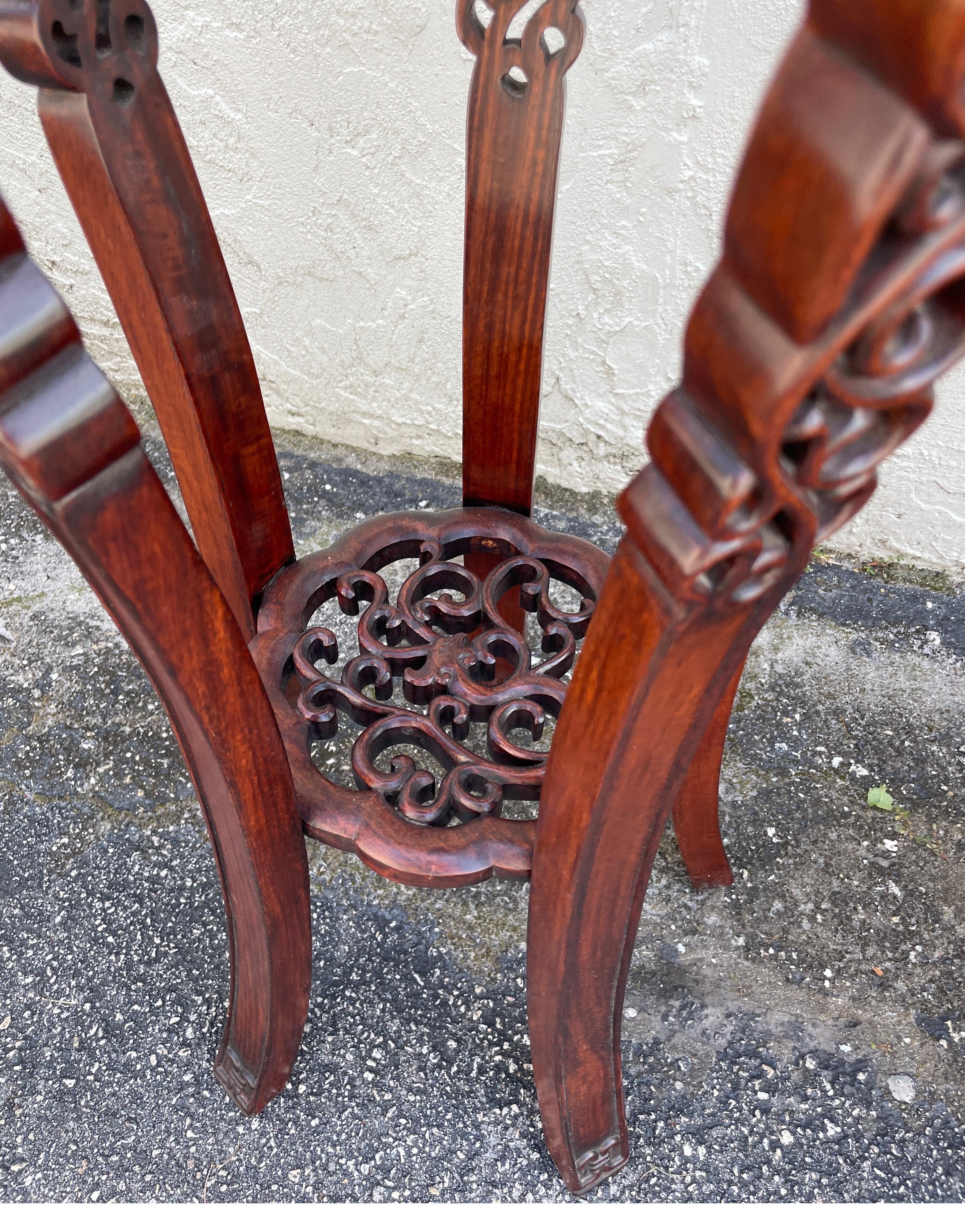 20th Century Vintage Pair of Carved Rosewood Pedestals For Sale