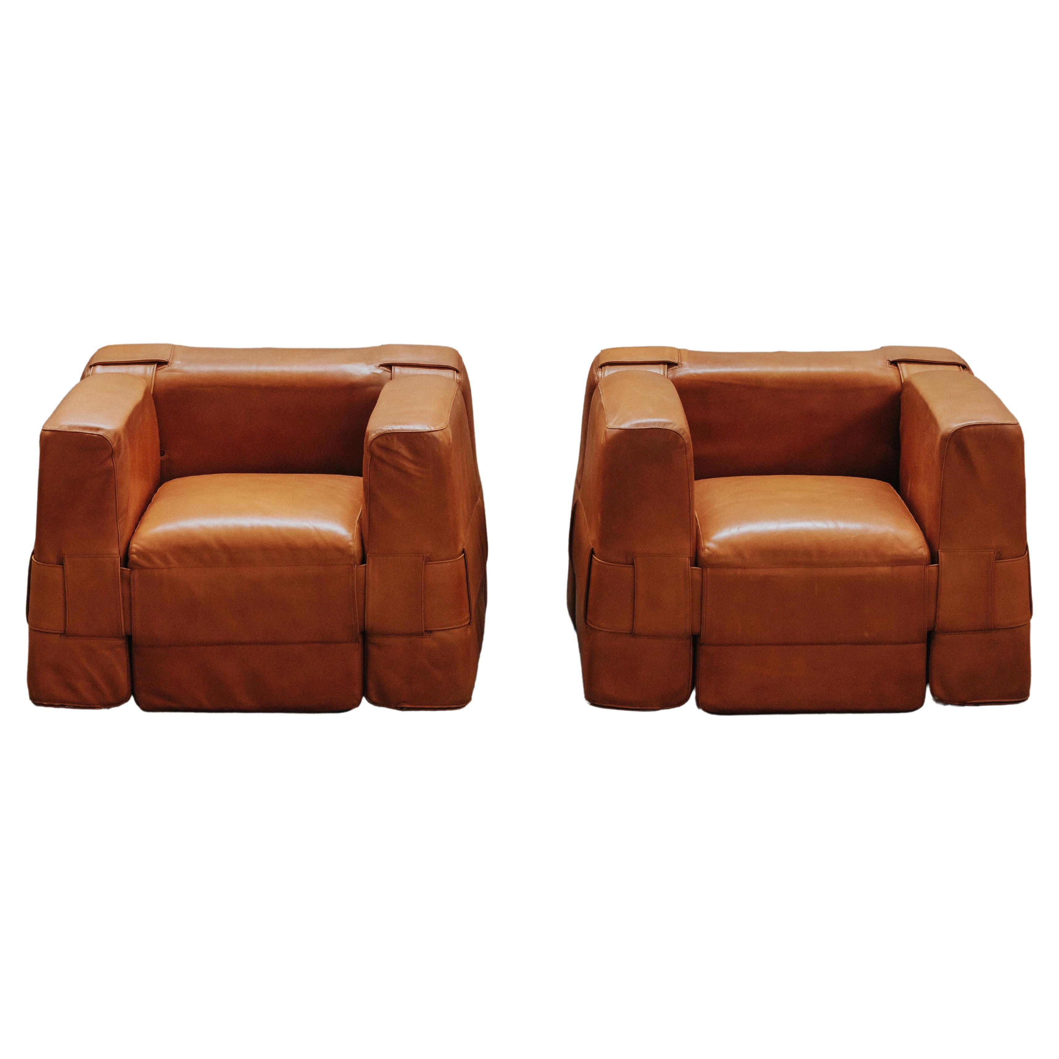 Vintage Pair Of Cassina Lounge Chairs By Mario Bellini From Italy, Circa 1960 For Sale
