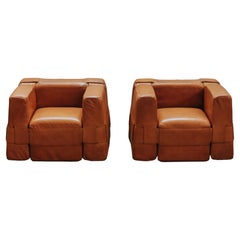 Vintage Pair Of Cassina Lounge Chairs By Mario Bellini From Italy, Circa 1960