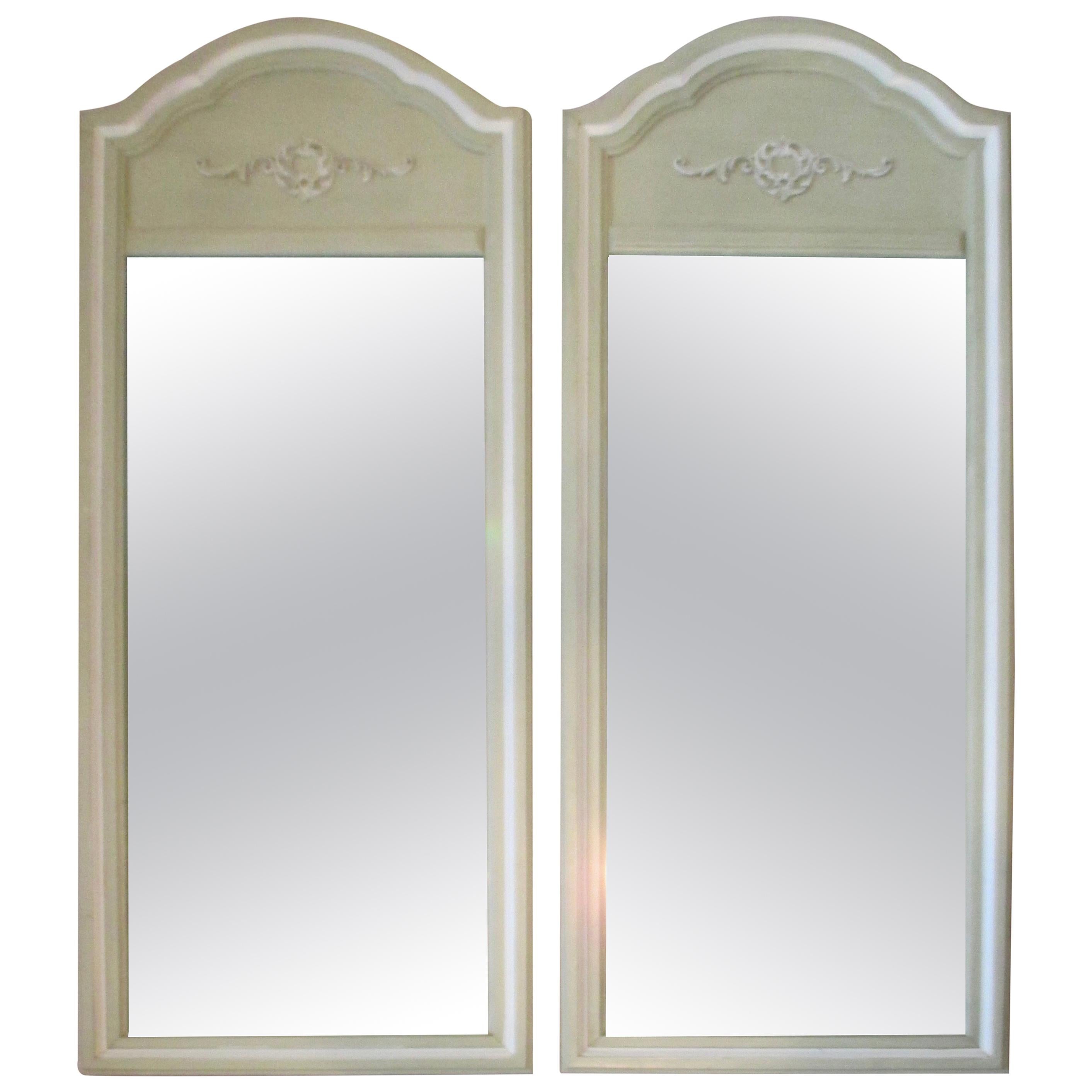 Vintage Pair of Celery Green Mirrors For Sale