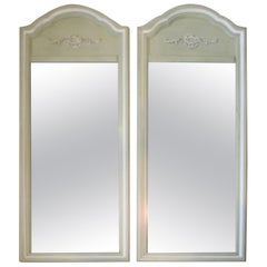 Vintage Pair of Celery Green Mirrors