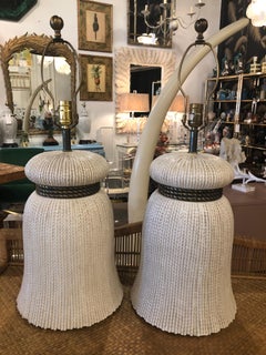 Vintage Pair of Chapman Tassel Large Table Lamps Hollywood Regency