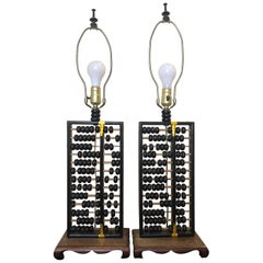 Retro Pair of Chinese Abacus Lamps