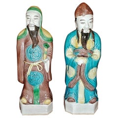 Vintage Pair of Chinese Ceramic Monks