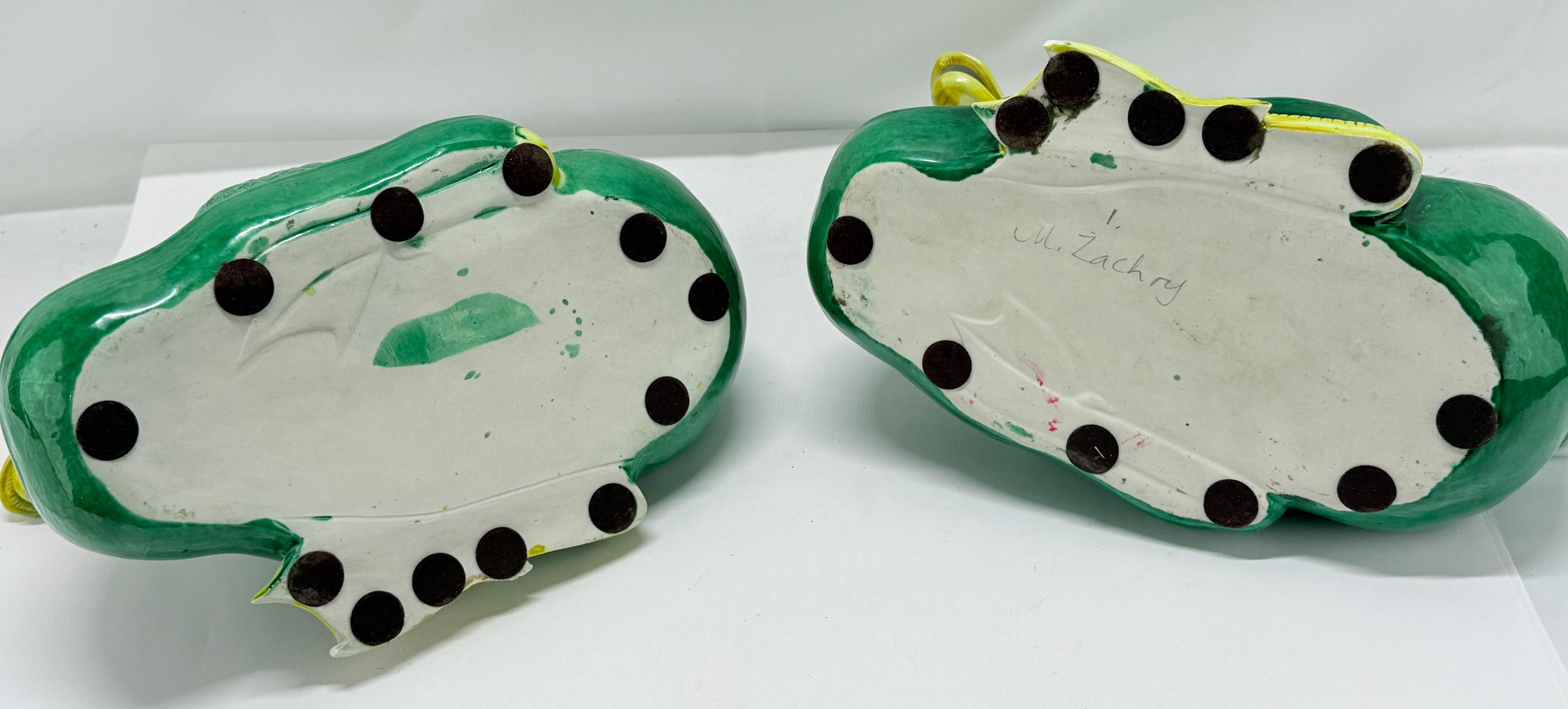 Vintage Pair of Chinese Export Porcelain Green & Yellow Glaze Duck Figurines For Sale 5