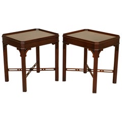 Vintage Pair of Chippendale Style Mahogany Side End Tables Early 20th Century