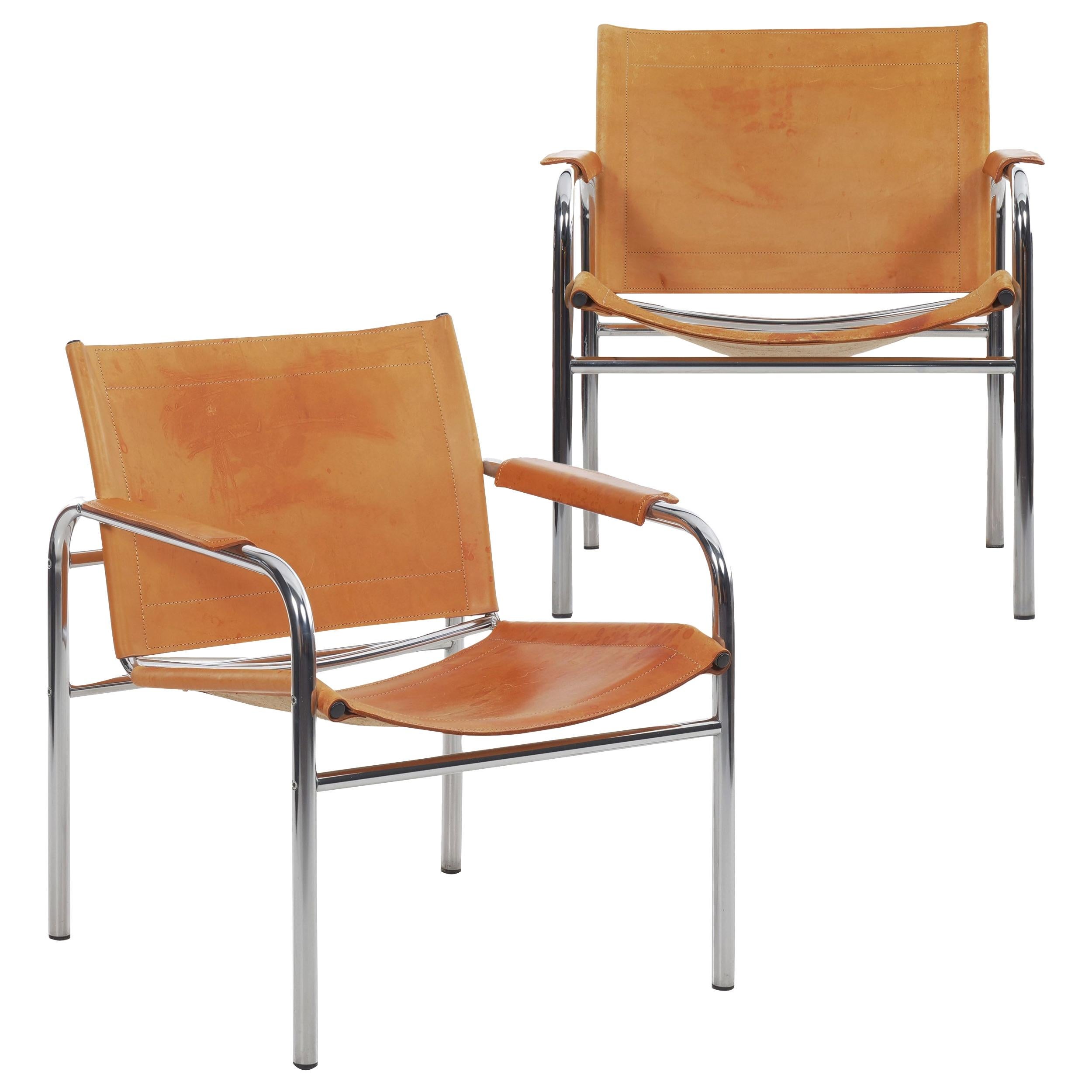 Vintage Pair of Chrome Tubular and Leather “Klint” Armchairs by Tord  Bjorklund at 1stDibs