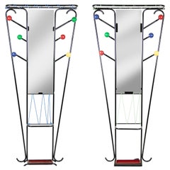 Paire de cintres à manteaux colorés vintage, Italie, années 1960