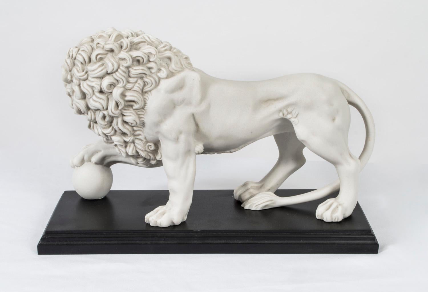 Vintage Pair of Composite Marble Sculptures Medici Lions 20th C 2