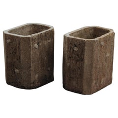 Vintage Pair Of Concrete Planters, From France, Circa 1950