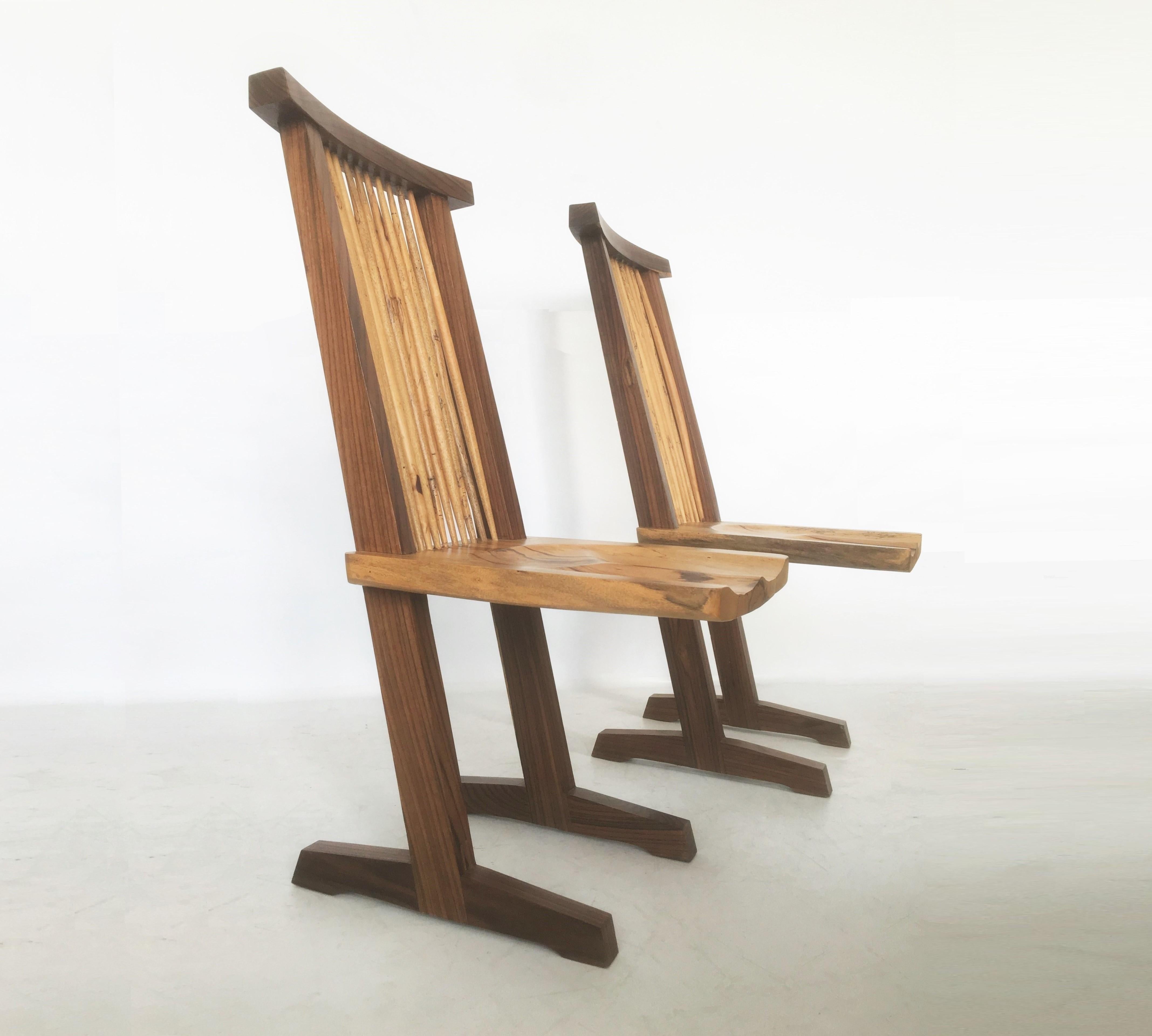 Vieille paire de chaises conoïdes:: d'après George Nakashima en vente 2