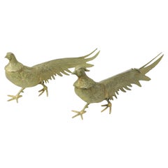 Vintage Pair of Copper Pheasants Sculpture France 32cm