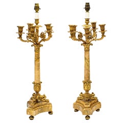 Vintage Pair of Corinthian Column Table Lamps Candelabra, 20th Century