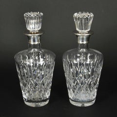 Vintage Pair of Cut Crystal Glass Decanters London, 1967 C J Vander