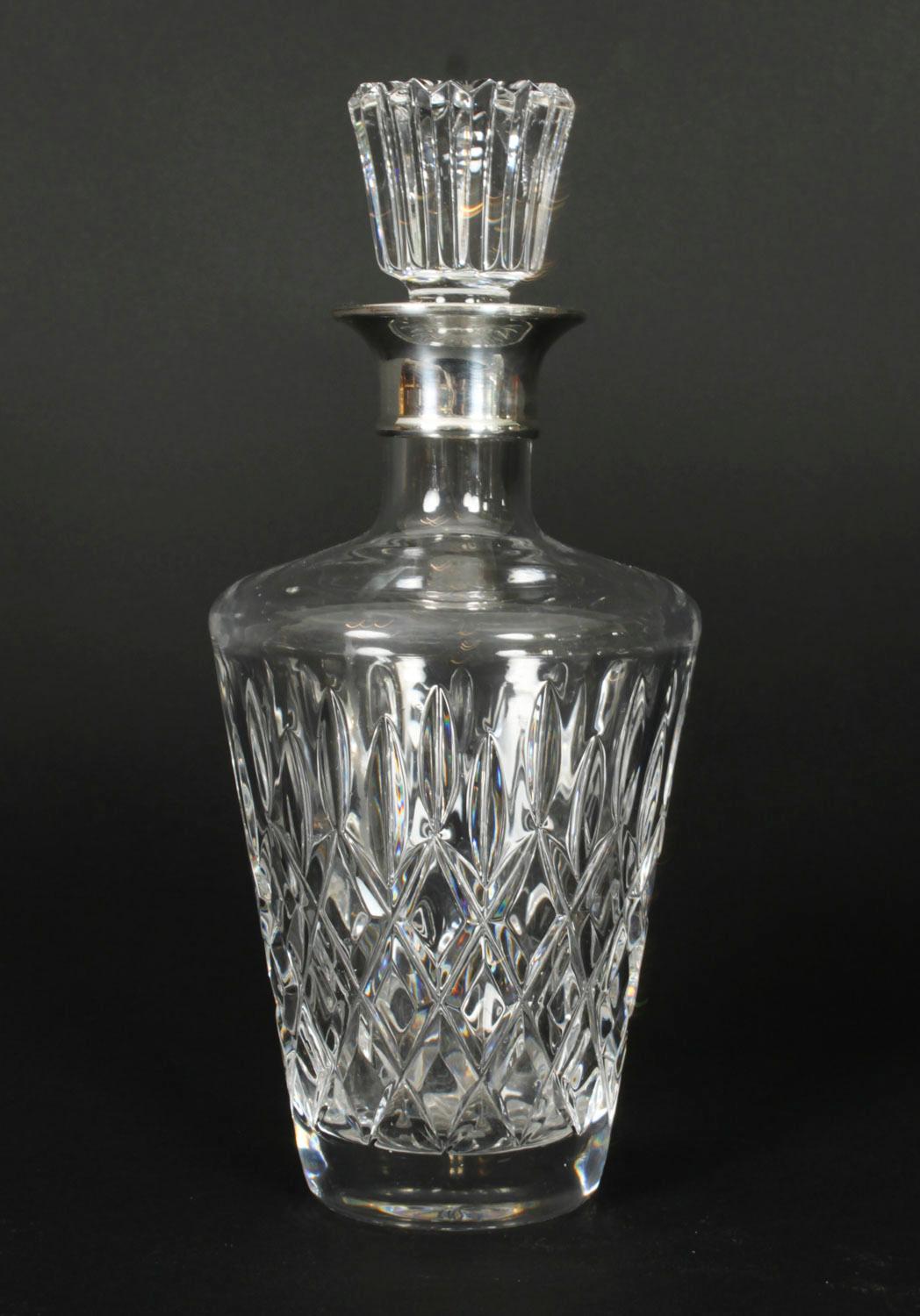 Mid-20th Century Vintage Pair of Cut Crystal Glass Decanters London, 1967 C J Vander
