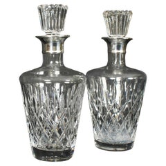 Vintage Pair of Cut Crystal Glass Decanters London, 1967 C J Vander