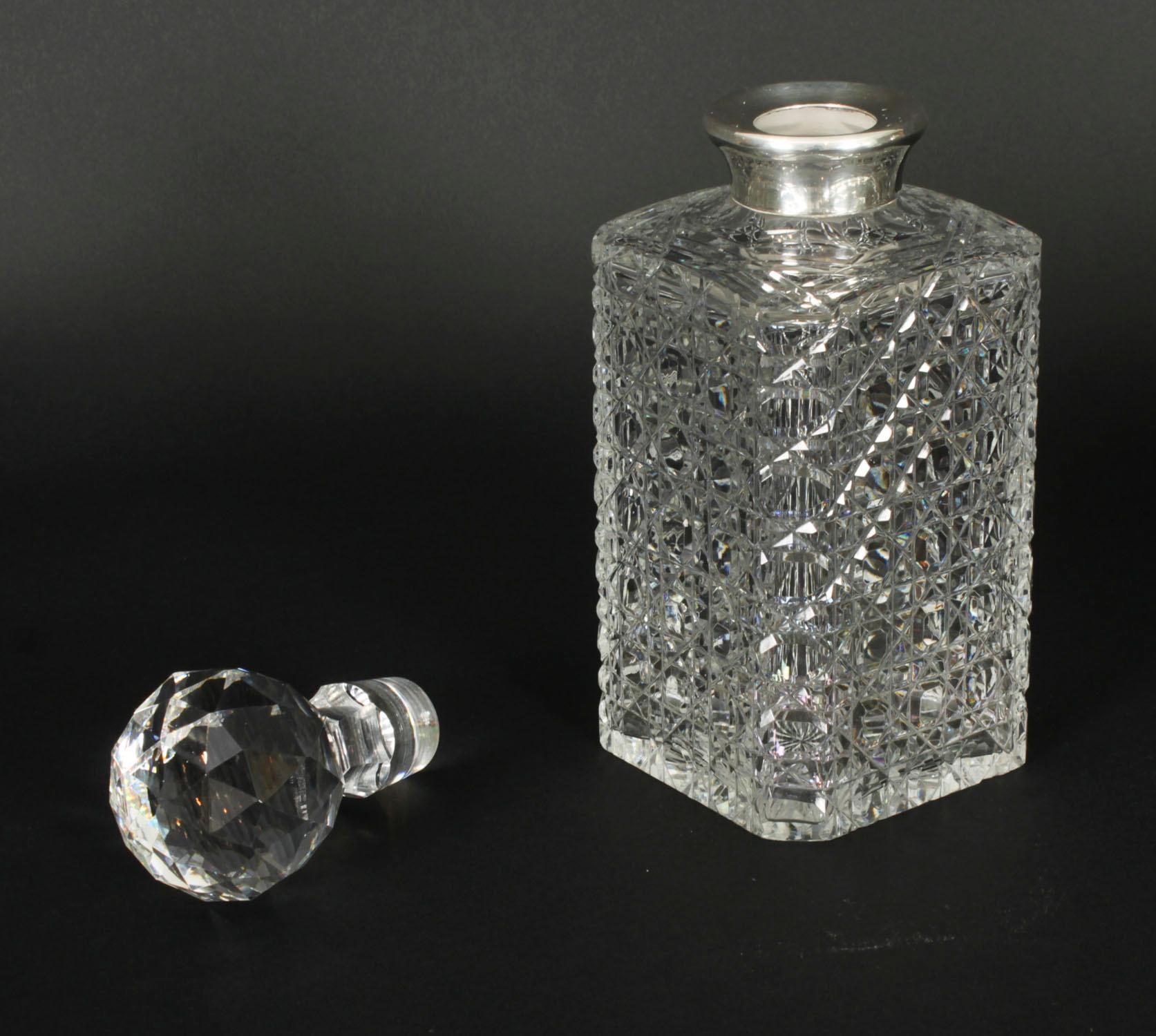 Vintage Pair of Cut Crystal Glass Liqueur Decanters Asprey & Co Ltd 20th Century 6