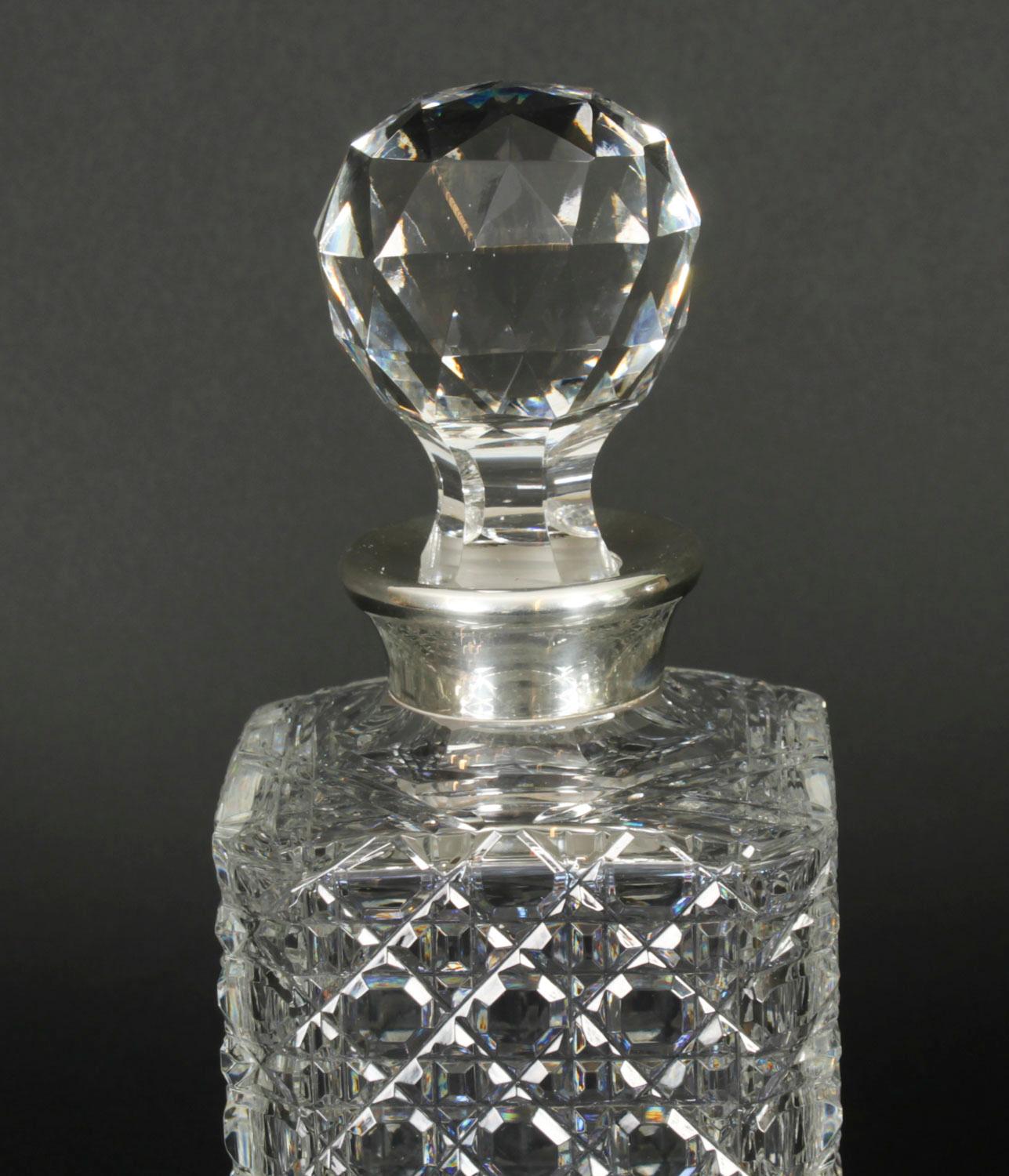 Late 20th Century Vintage Pair of Cut Crystal Glass Liqueur Decanters Asprey & Co Ltd 20th Century