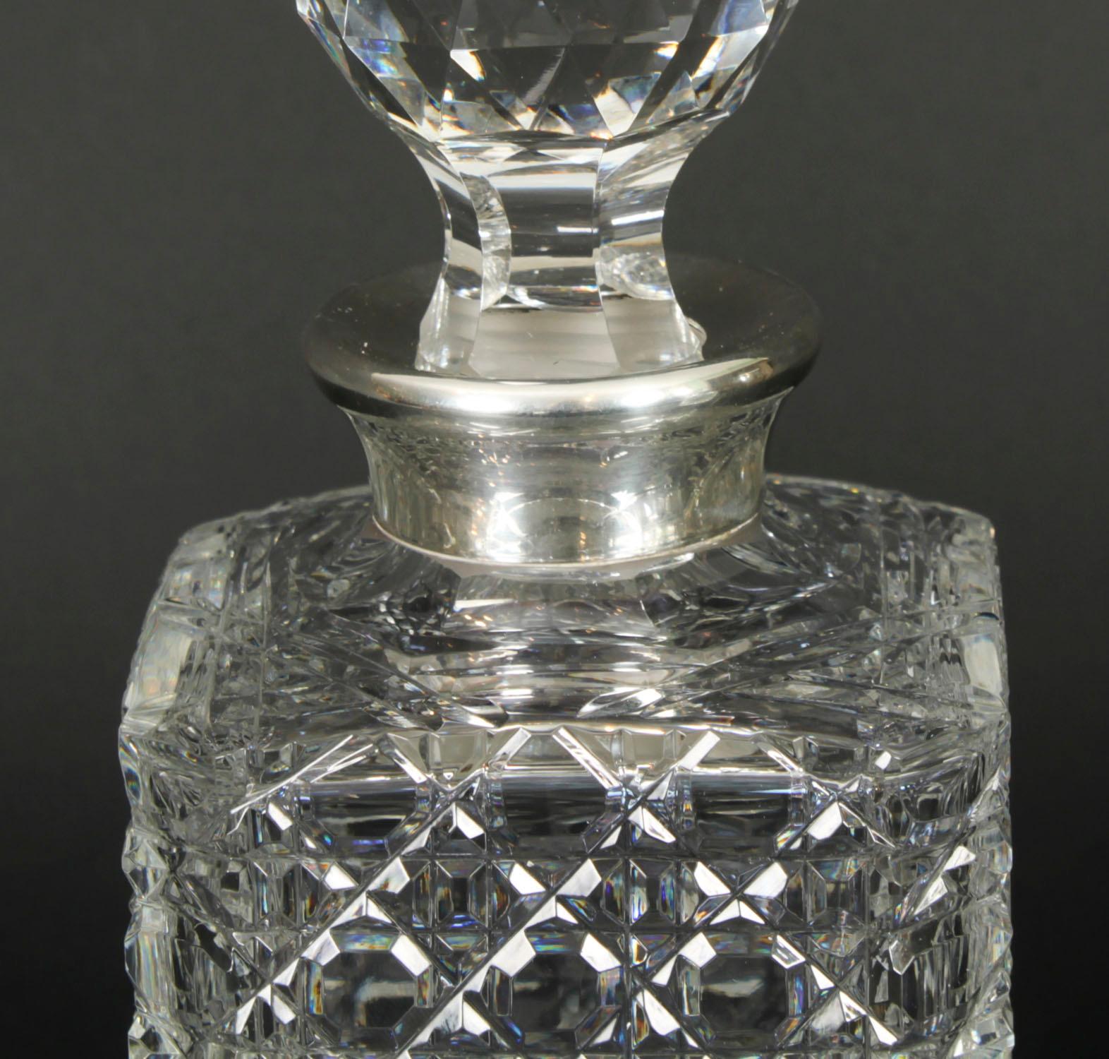 Vintage Pair of Cut Crystal Glass Liqueur Decanters Asprey & Co Ltd 20th Century 1